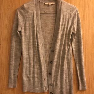 Lightweight boyfriend button cardigan, light gray